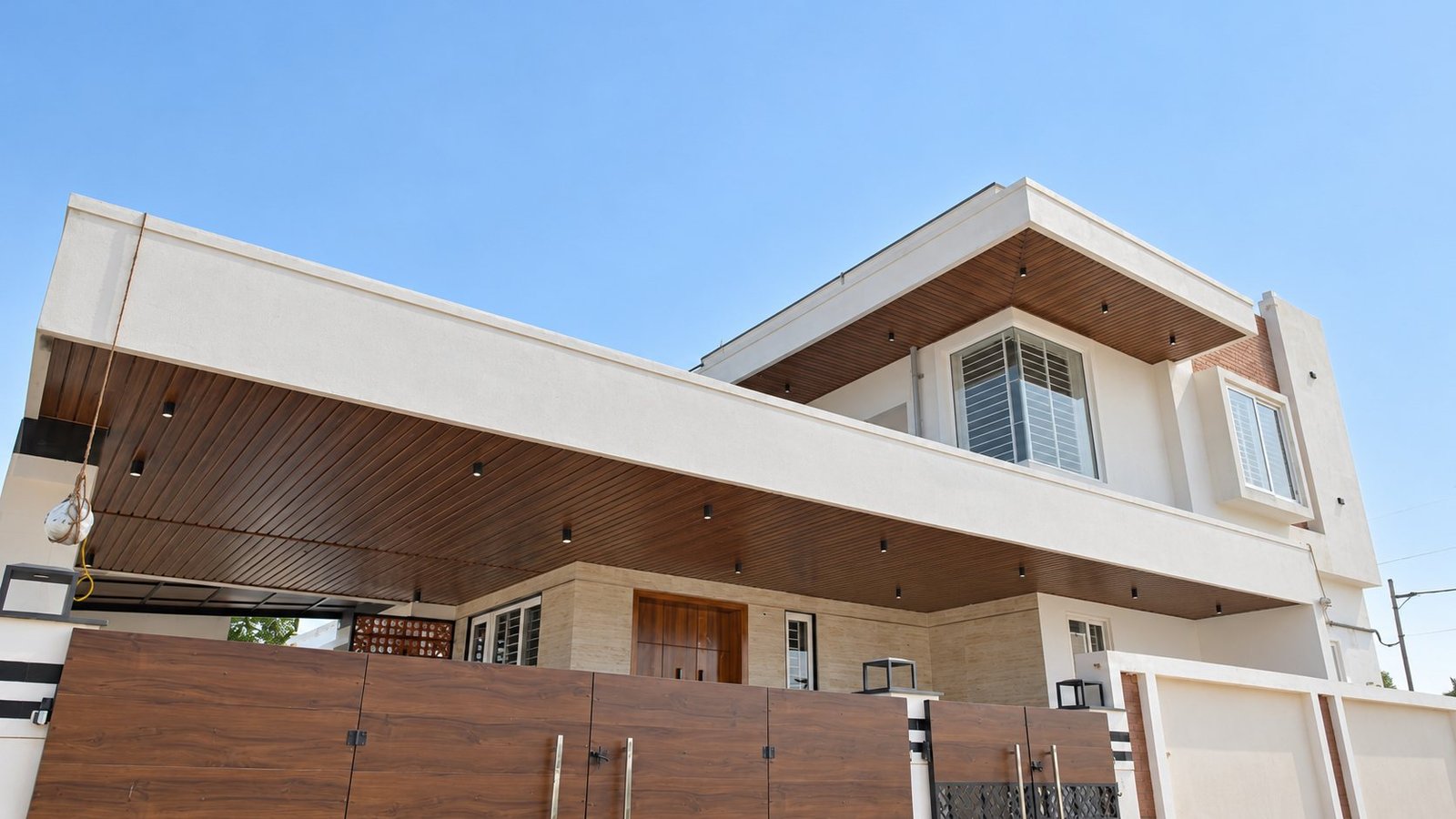 Front canopy with wood finish