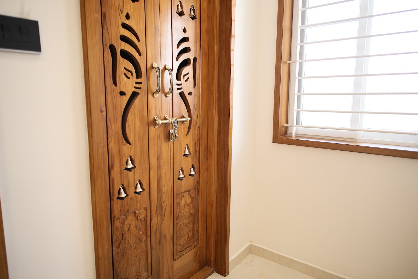 Carved wooden door